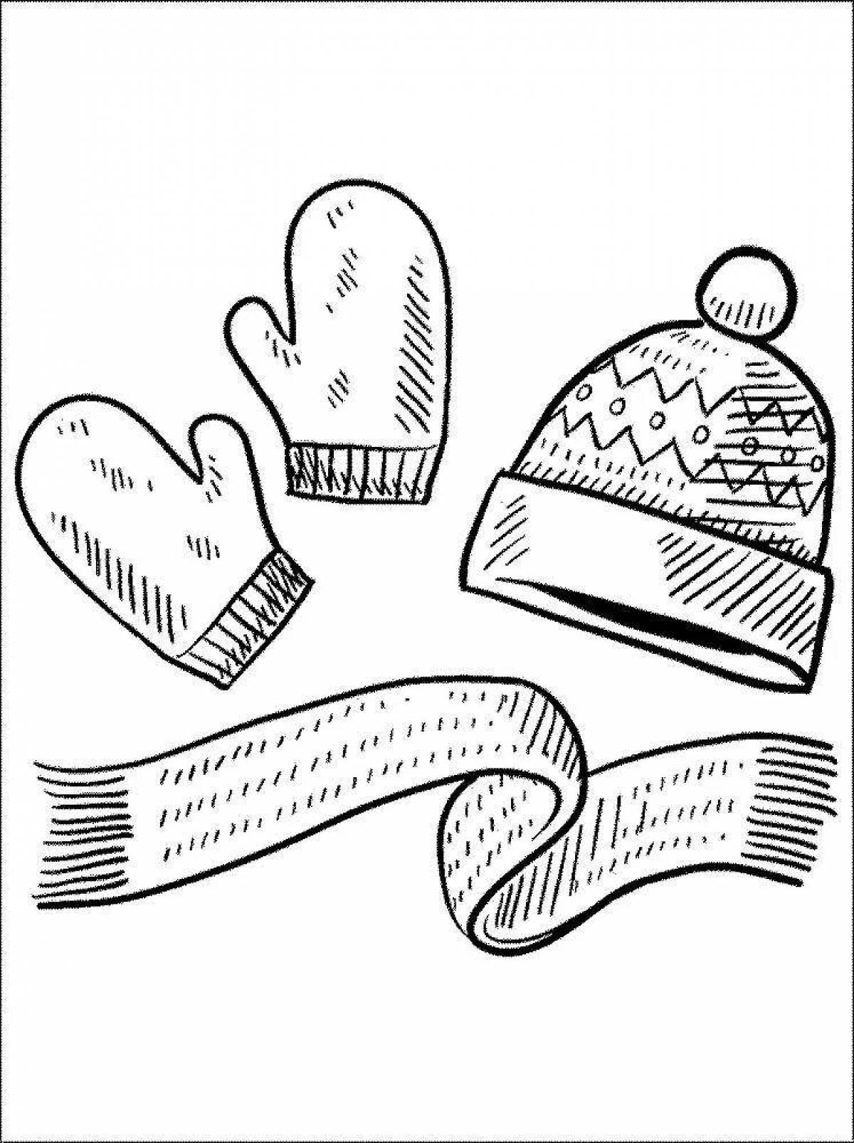 Coloring book shining scarf and hat
