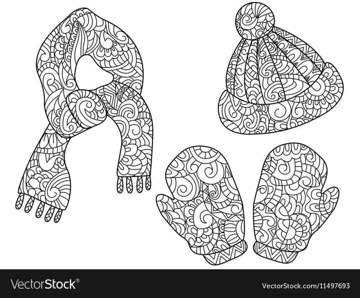 Glamorous scarf and hat coloring page