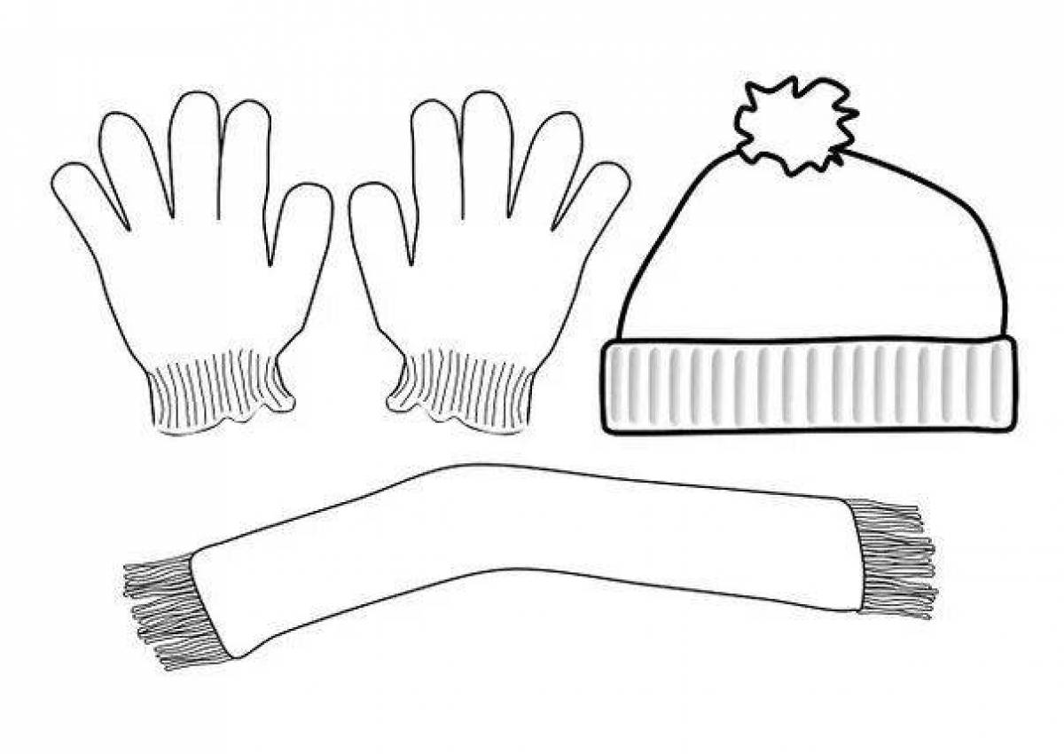 Fine scarf and hat coloring page