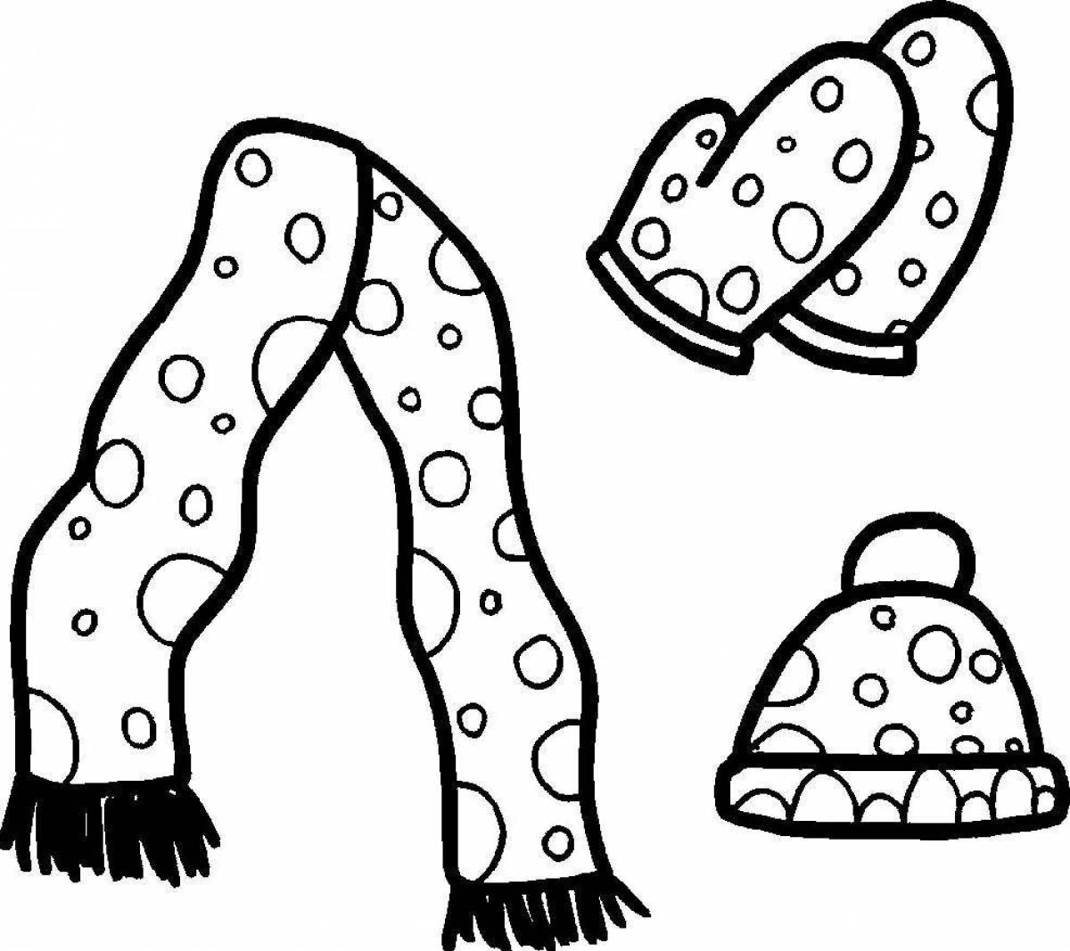 Coloring page stylish scarf and hat