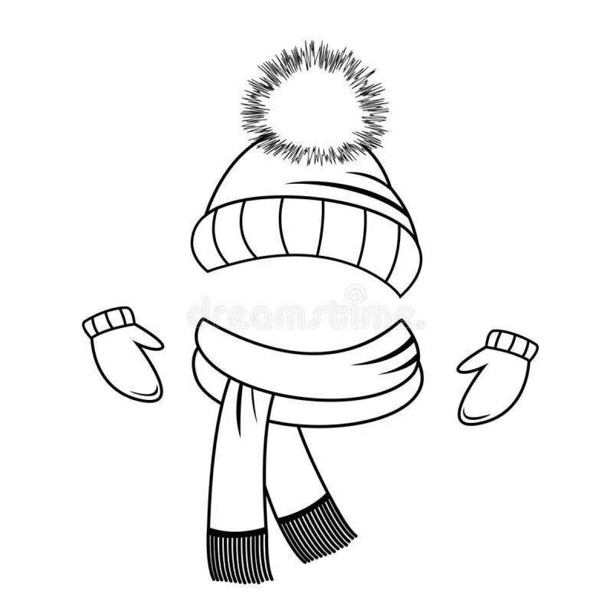 Adorable scarf and hat coloring page