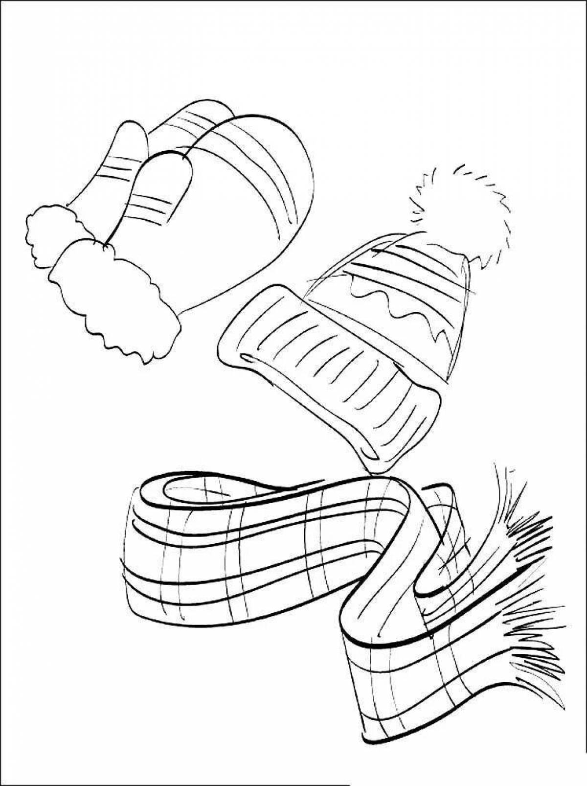 Coloring page cute scarf and hat