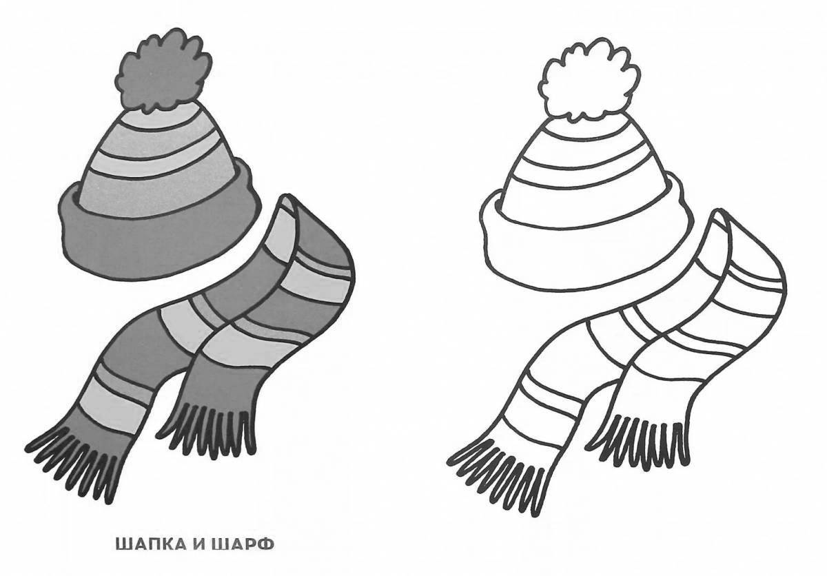 Cute scarf and hat coloring book