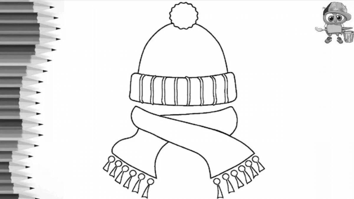 Witty scarf and hat coloring page