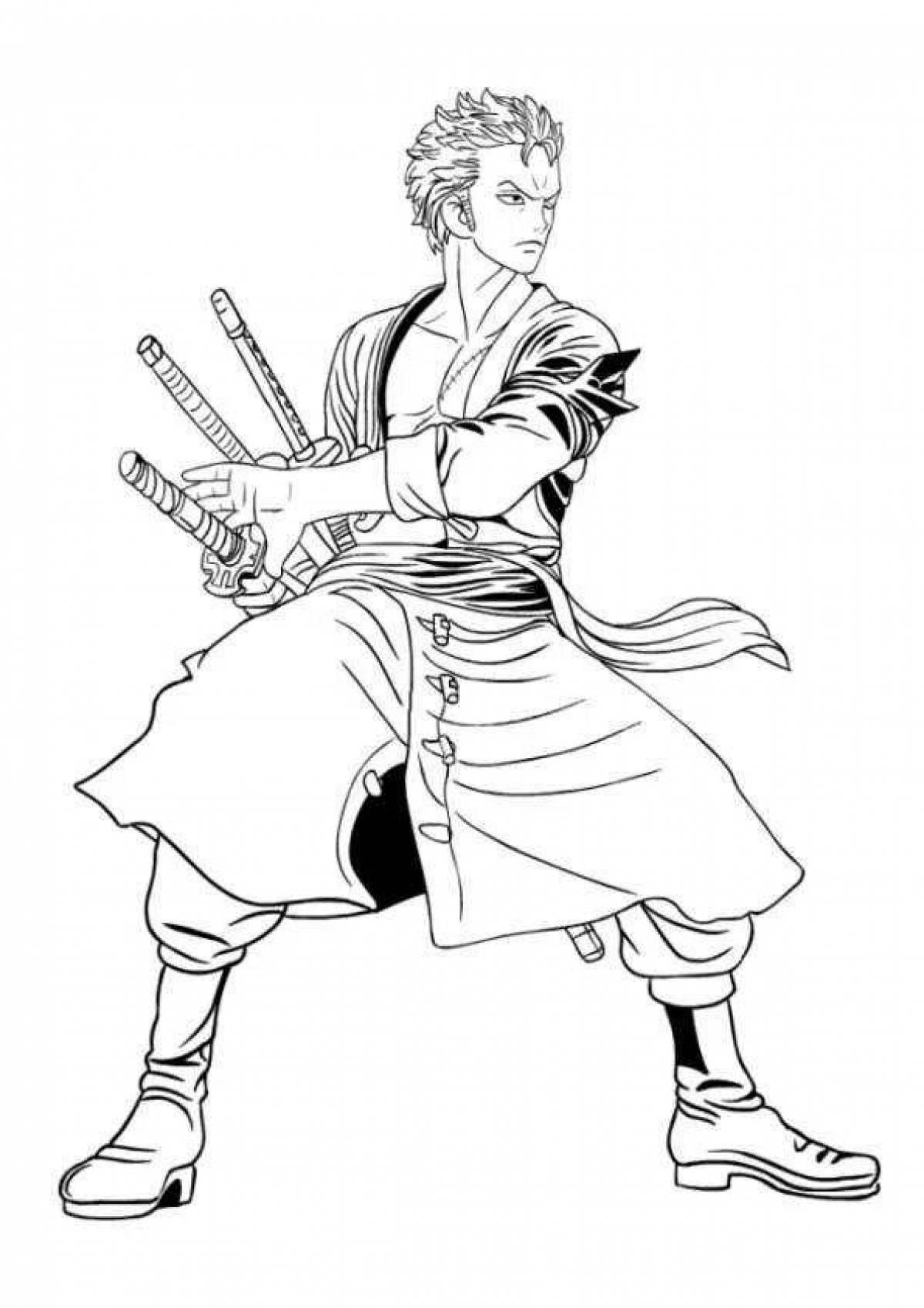Zoro one piece coloring page