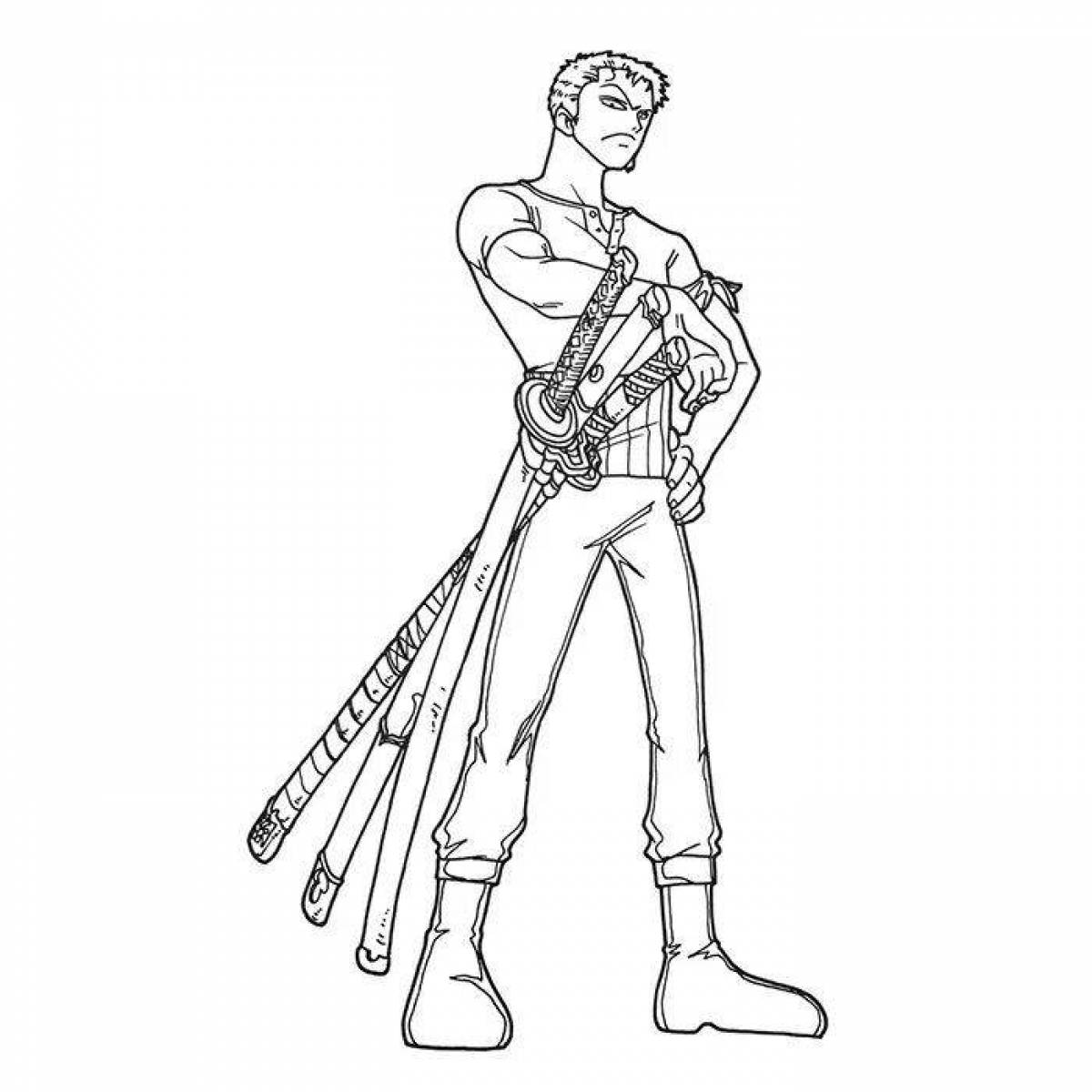 Zoro one piece incredible coloring page