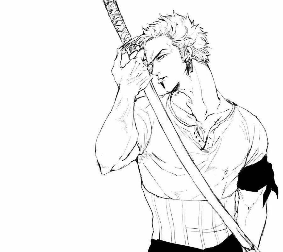 Coloring marvelous zoro one piece