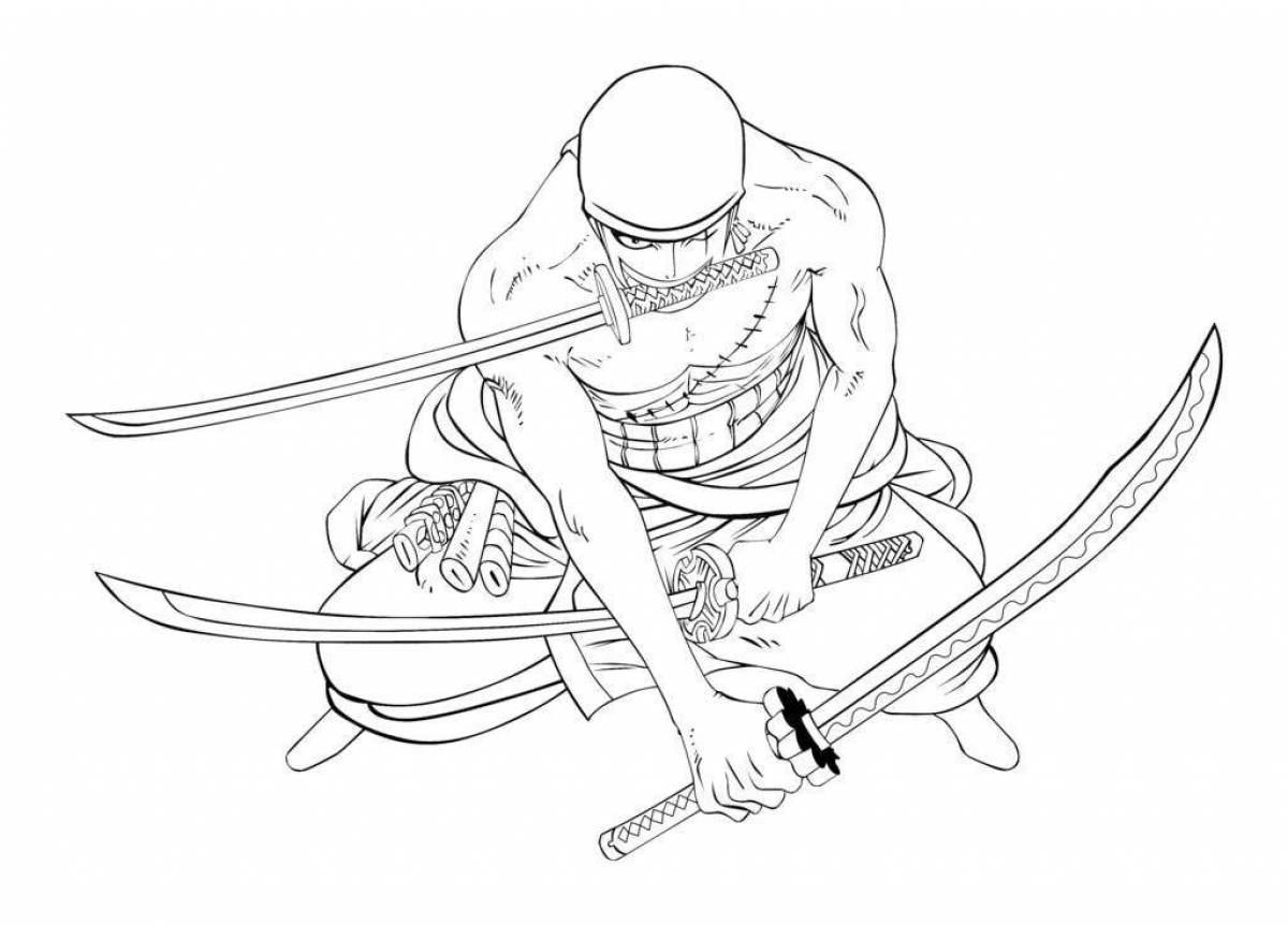 Zoro one piece cute coloring page