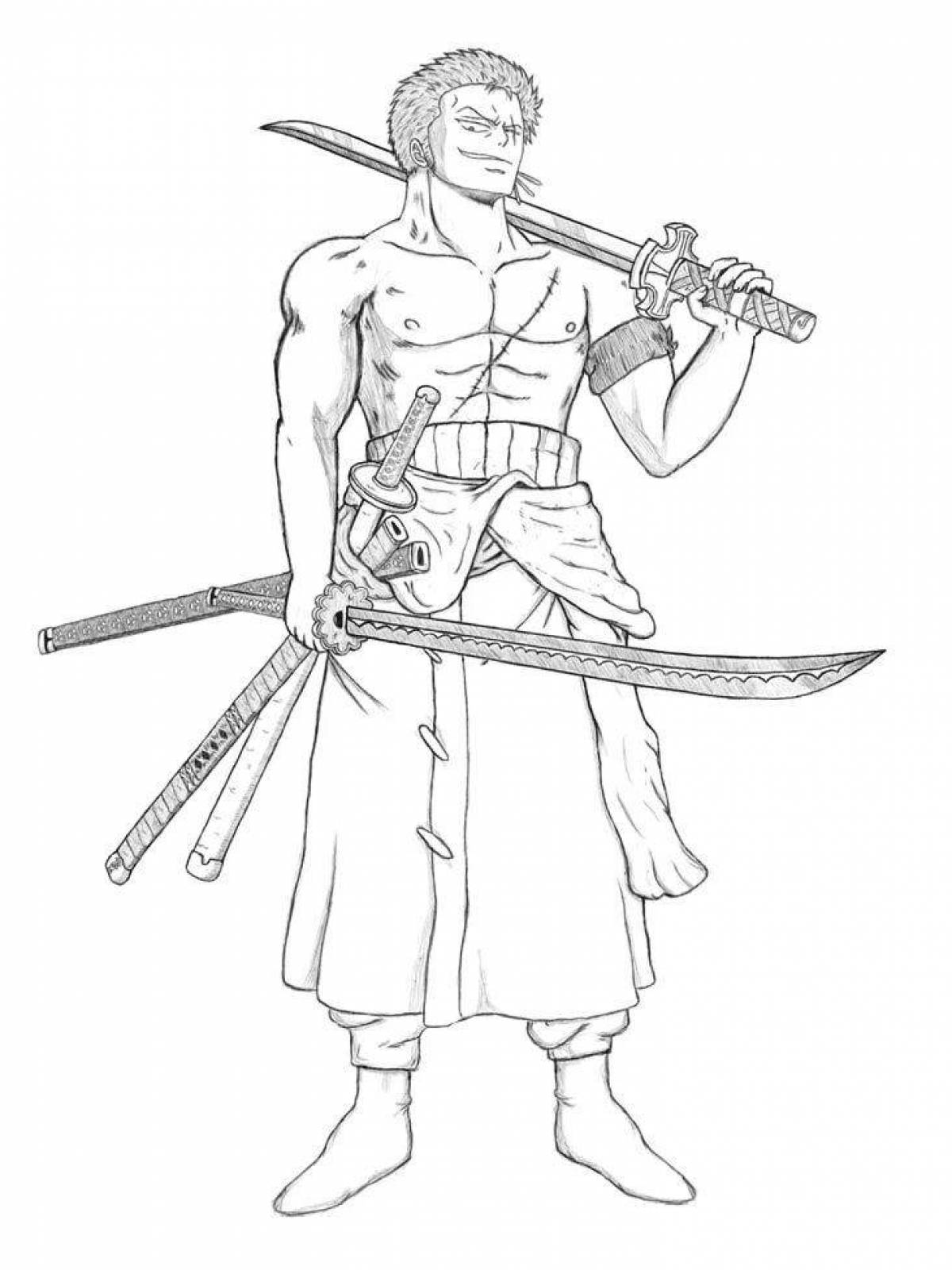 Lovely zoro one piece coloring page