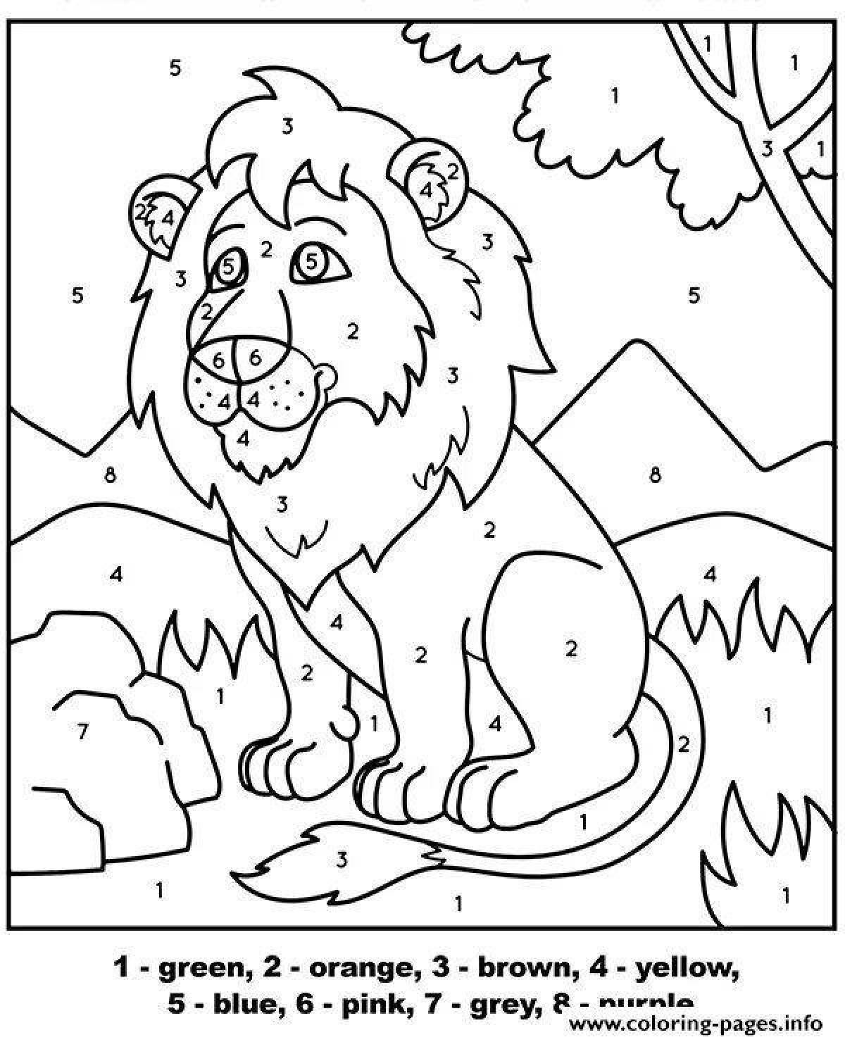 Coloring pages animals by numbers
