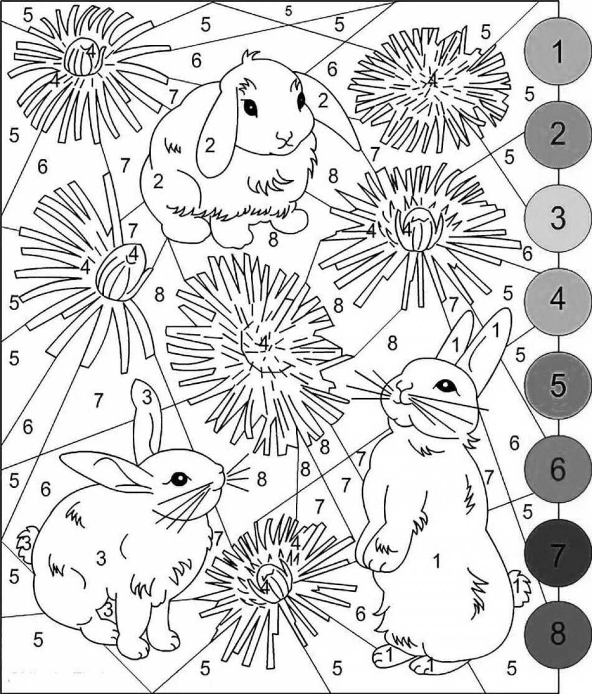 Adorable animal coloring by numbers