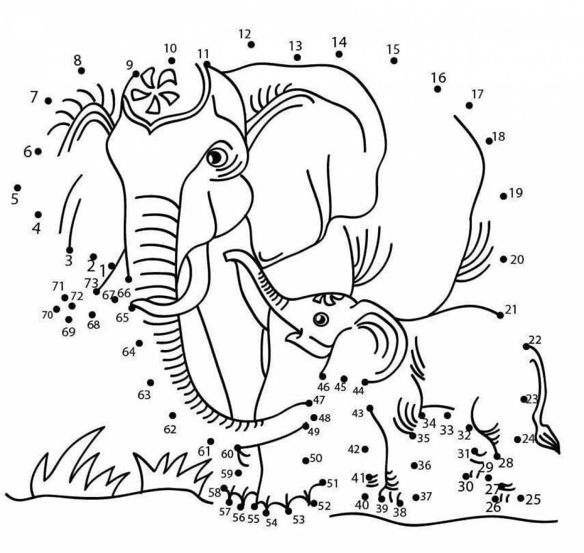 Раскраска по точкам слон