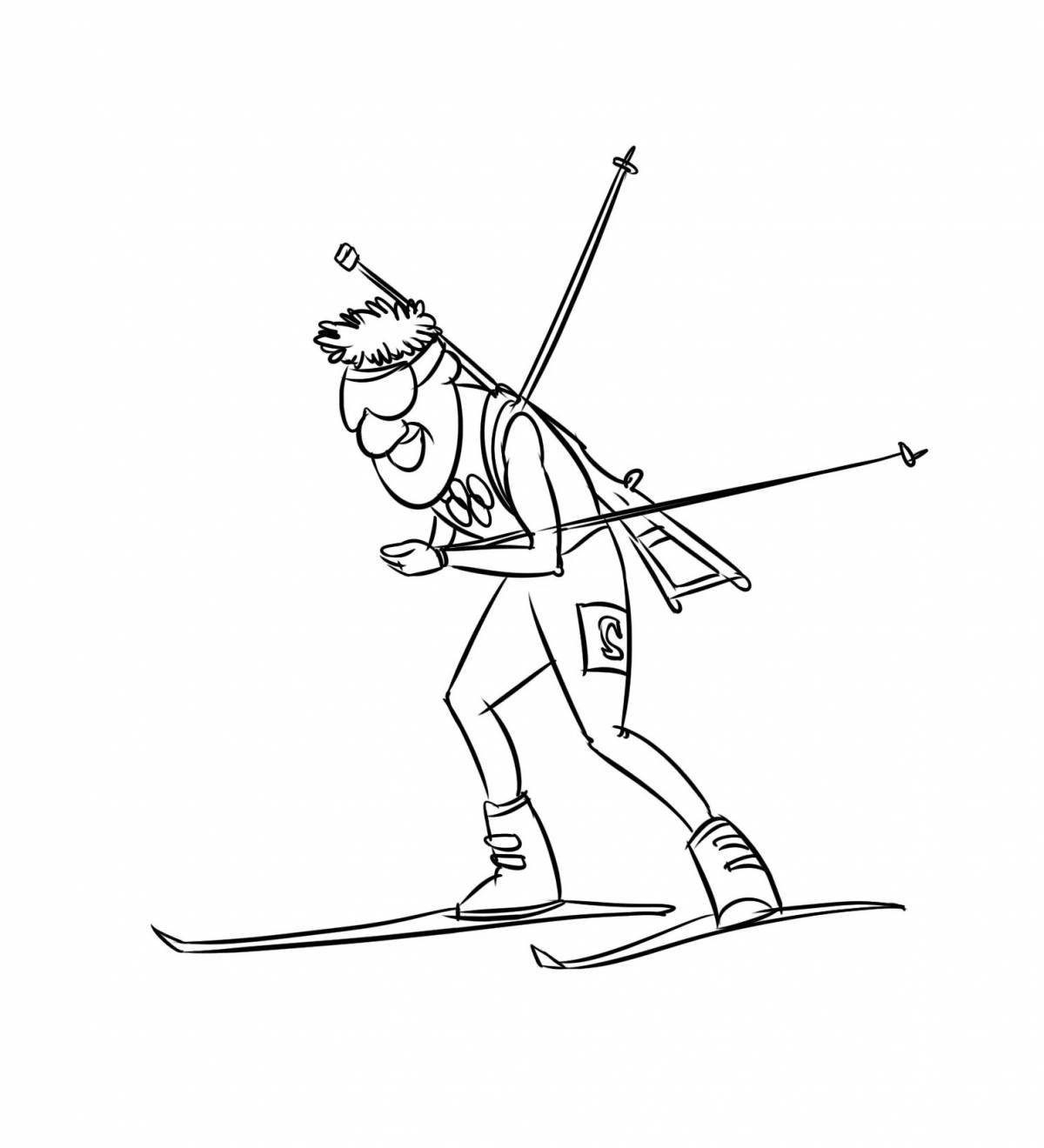 Fun biathlon coloring page for juniors