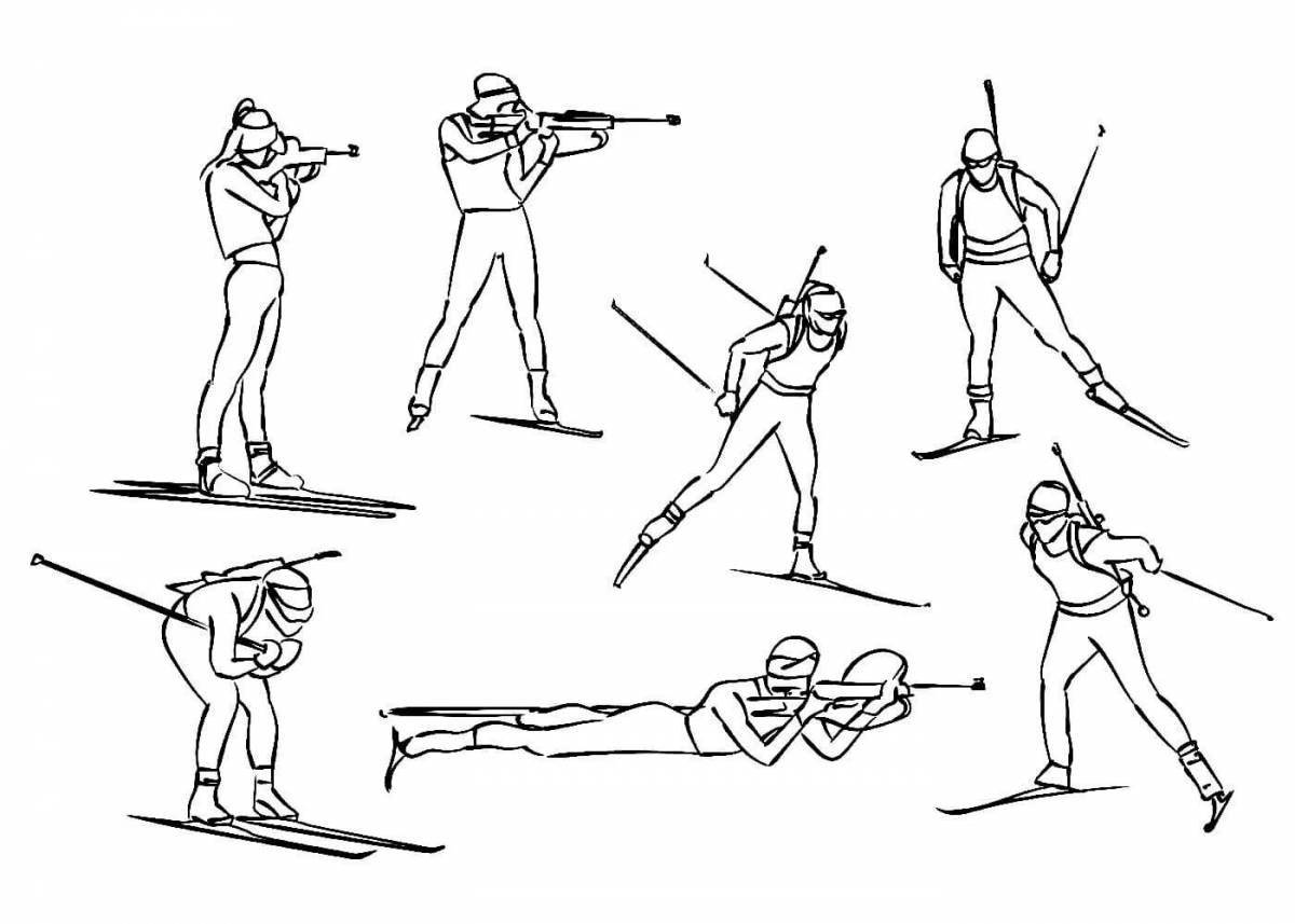 Exquisite biathlon coloring book for beginners