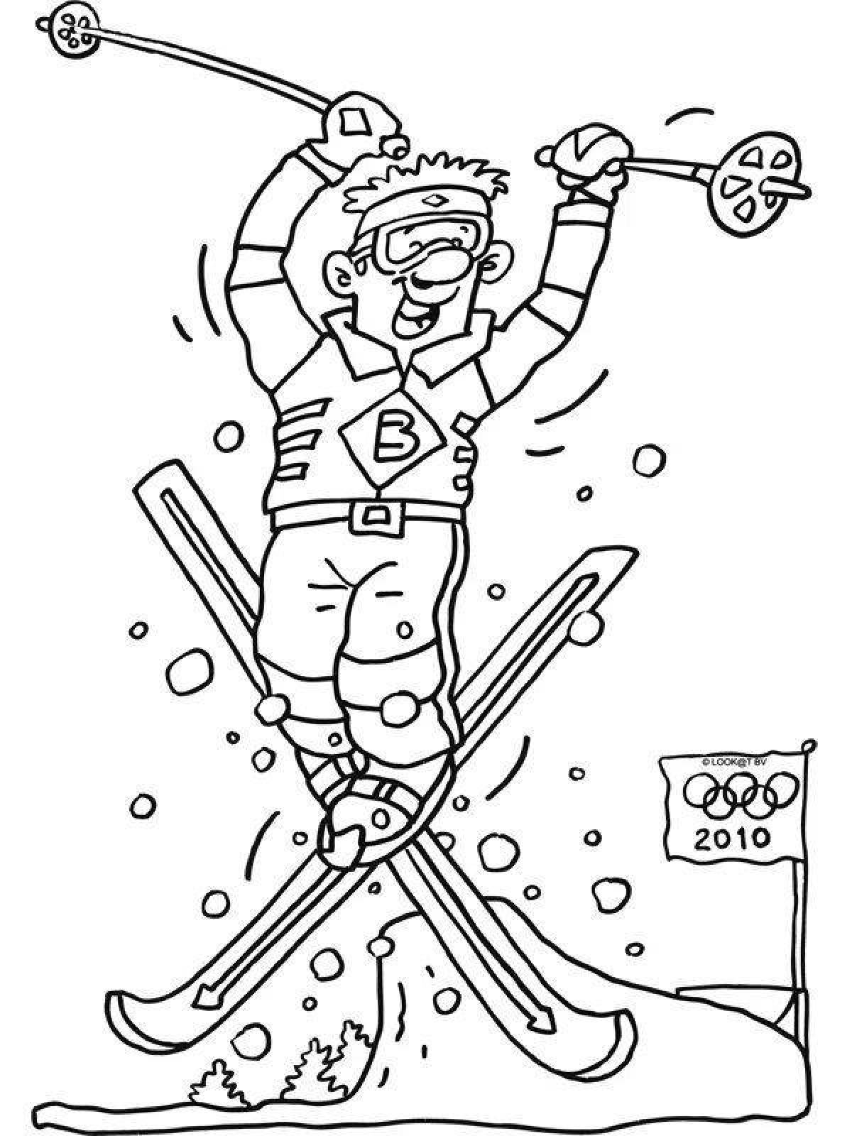 раскраска Биатлон, лыжные гонки и стрелковый спорт. Зимние Олимпийские игры
