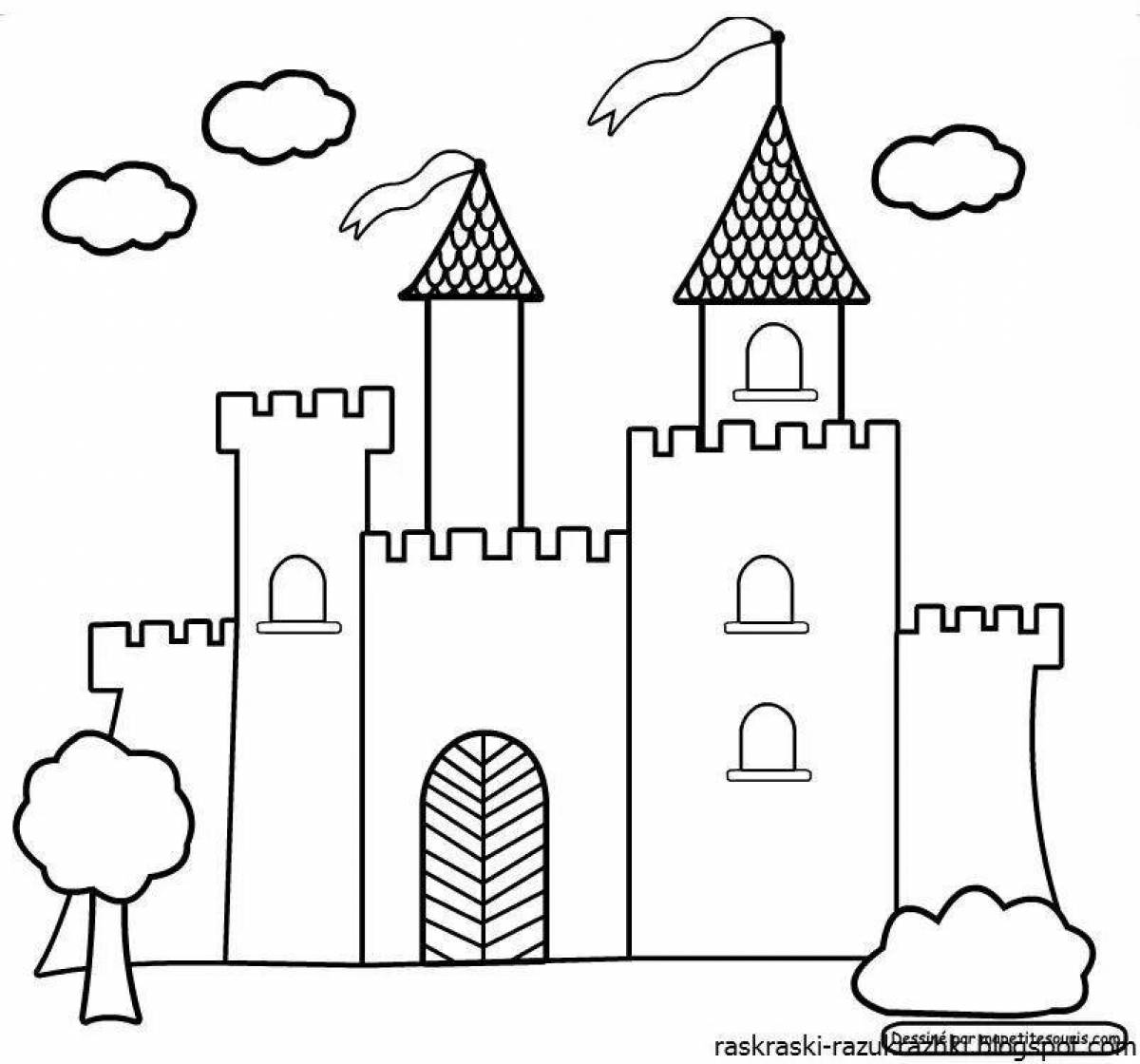 Colorful fortress coloring book for kids