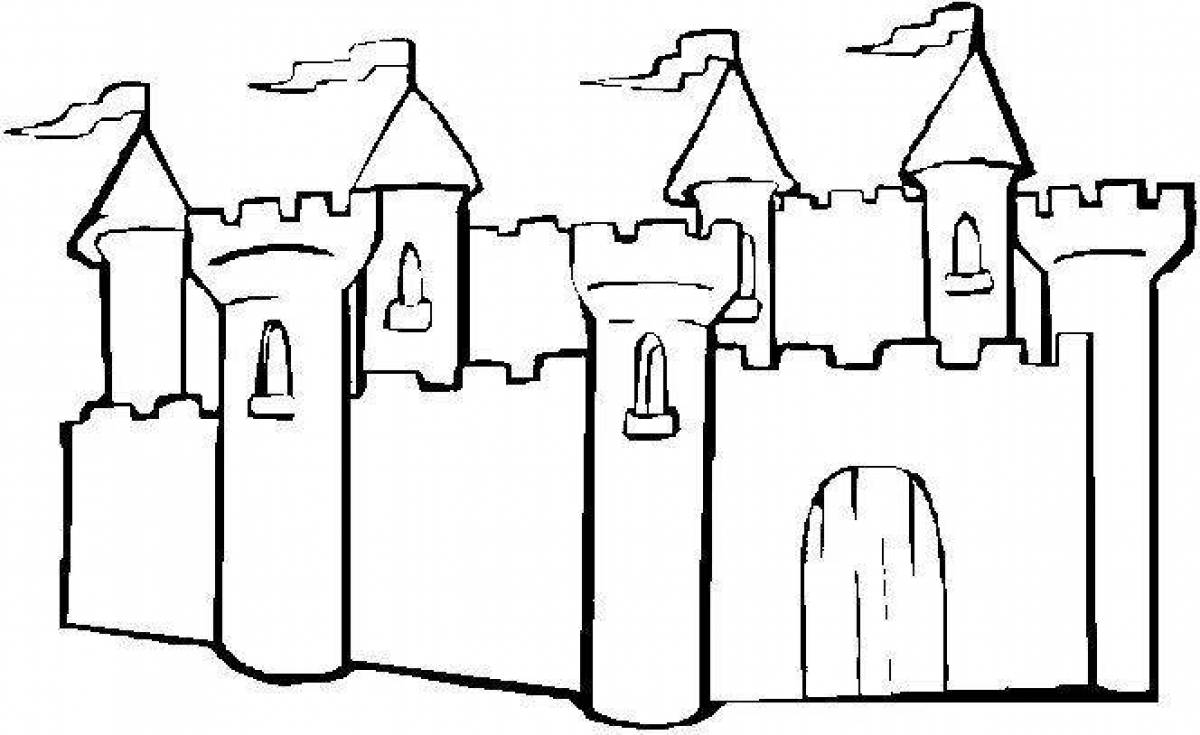 Coloring book beautiful fortress for children