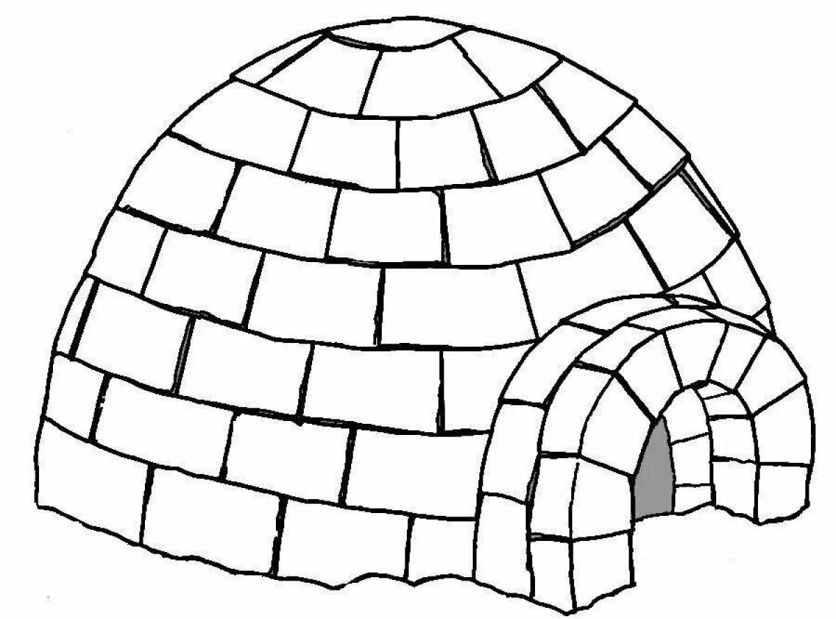 Playful baby igloo coloring page