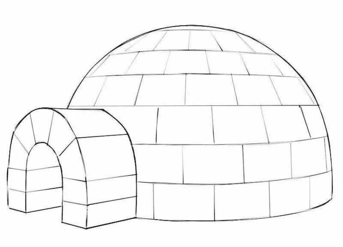 Pretty igloo coloring page for youth