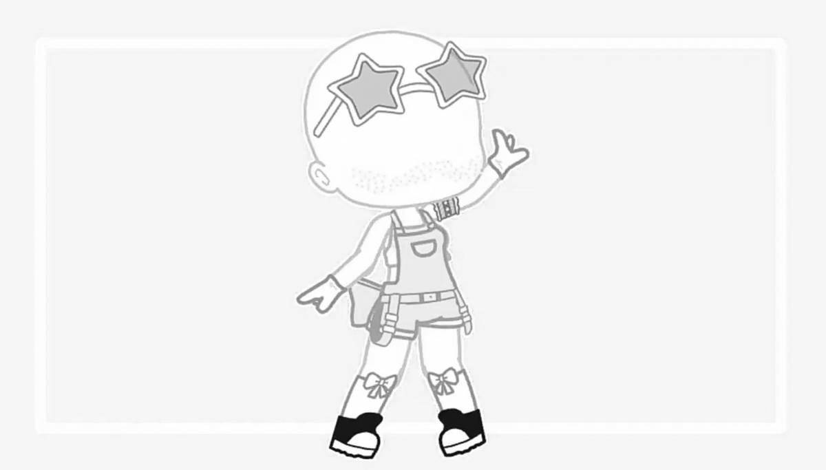 Coloring page gacha club modern clothes