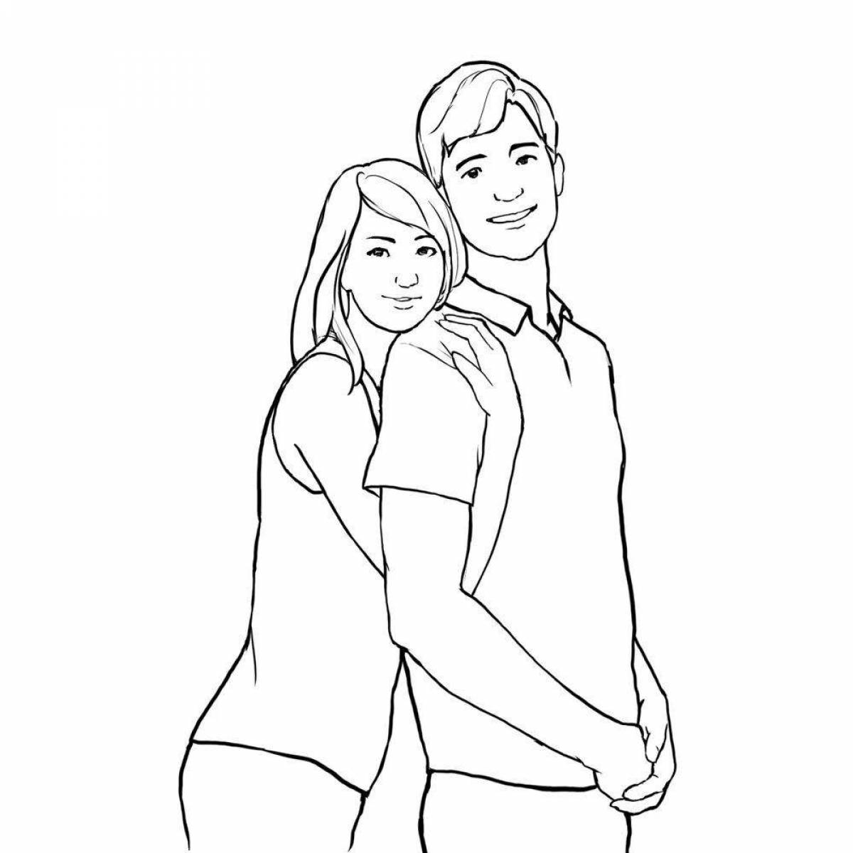 Coloring page loving wife and husband