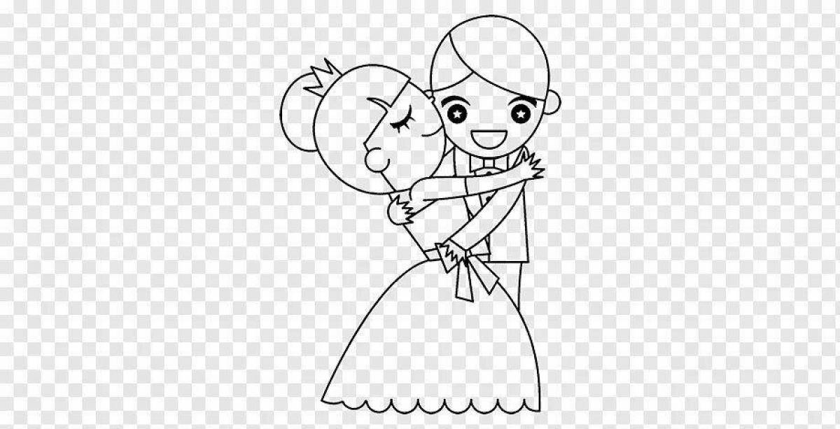Coloring page happy wife and husband