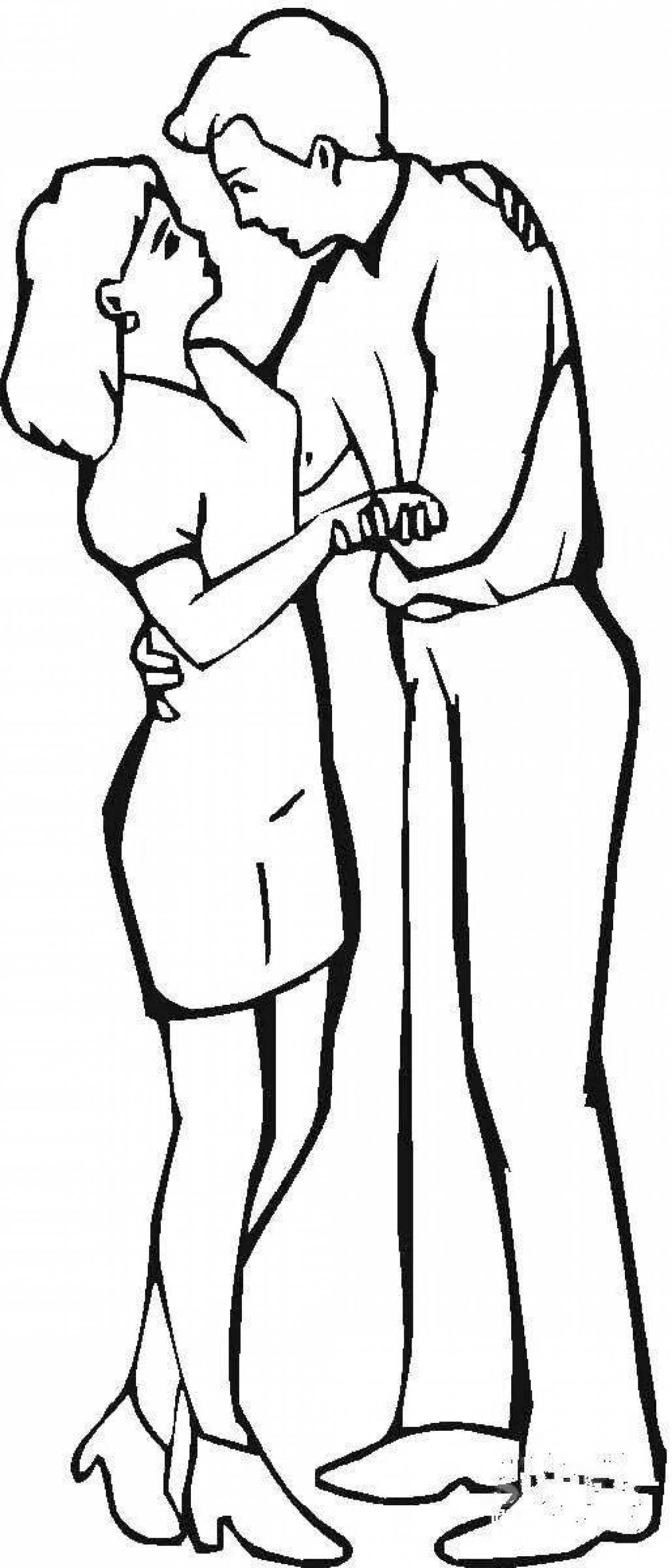 Coloring page cheerful wife and husband