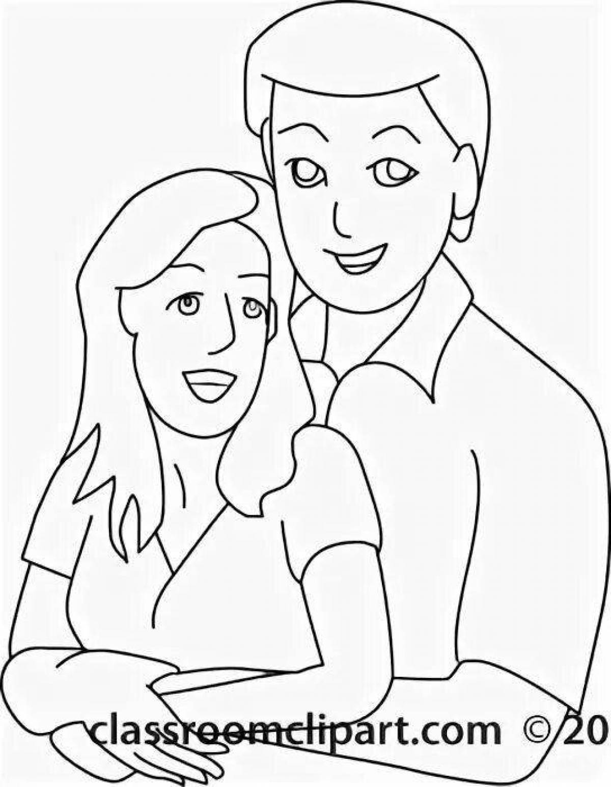 Coloring page serene wife and husband