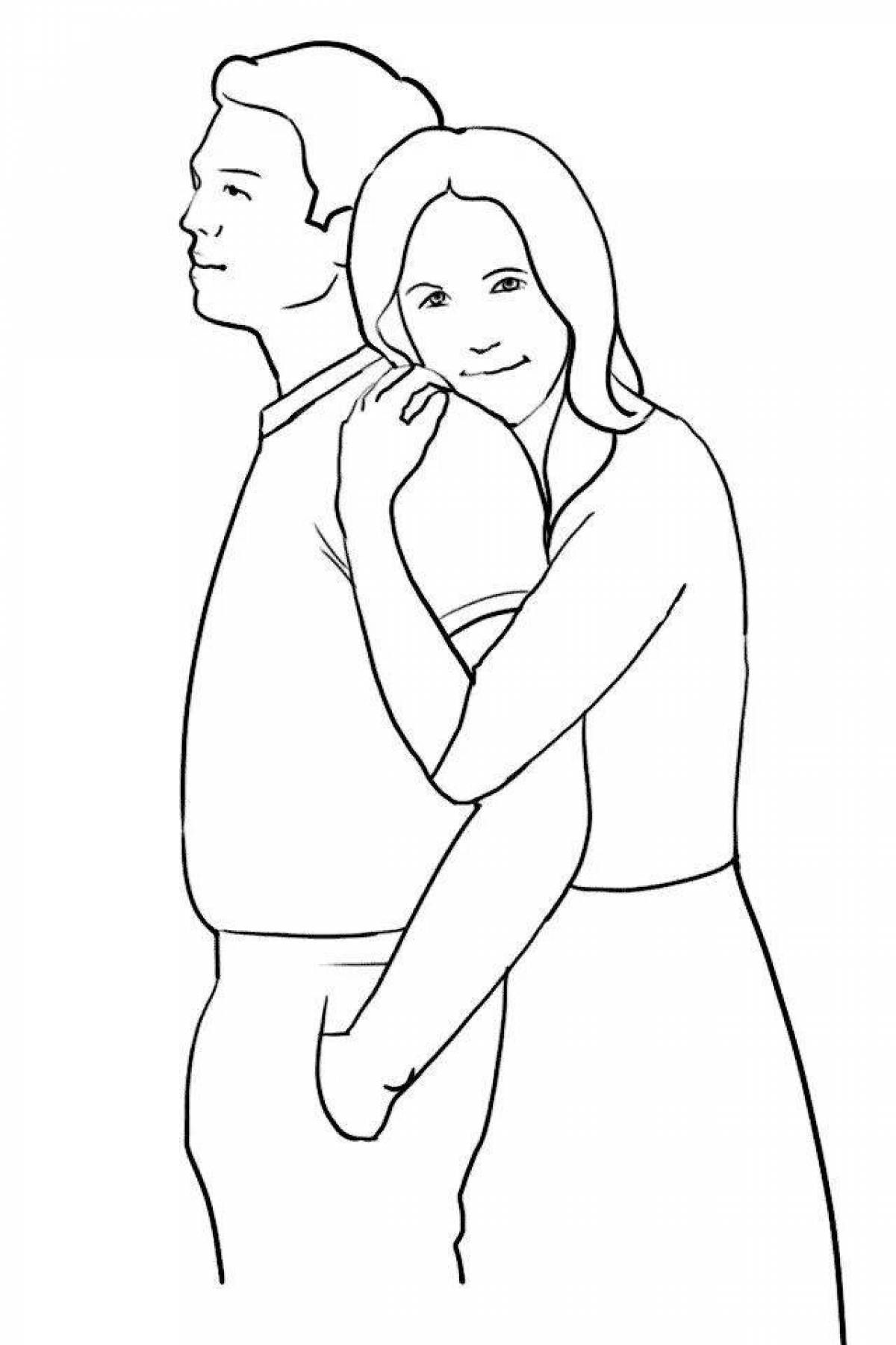 Coloring page shining wife and husband