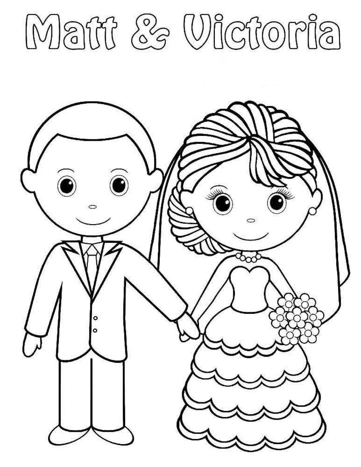Coloring page cute wife and husband