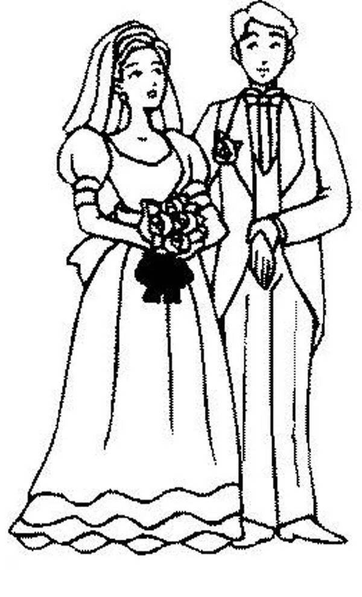Coloring page affectionate wife and husband
