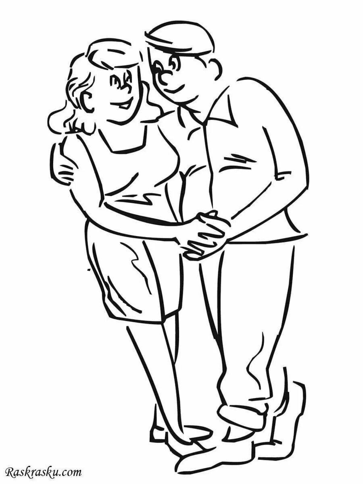 Harmonious wife and husband coloring page
