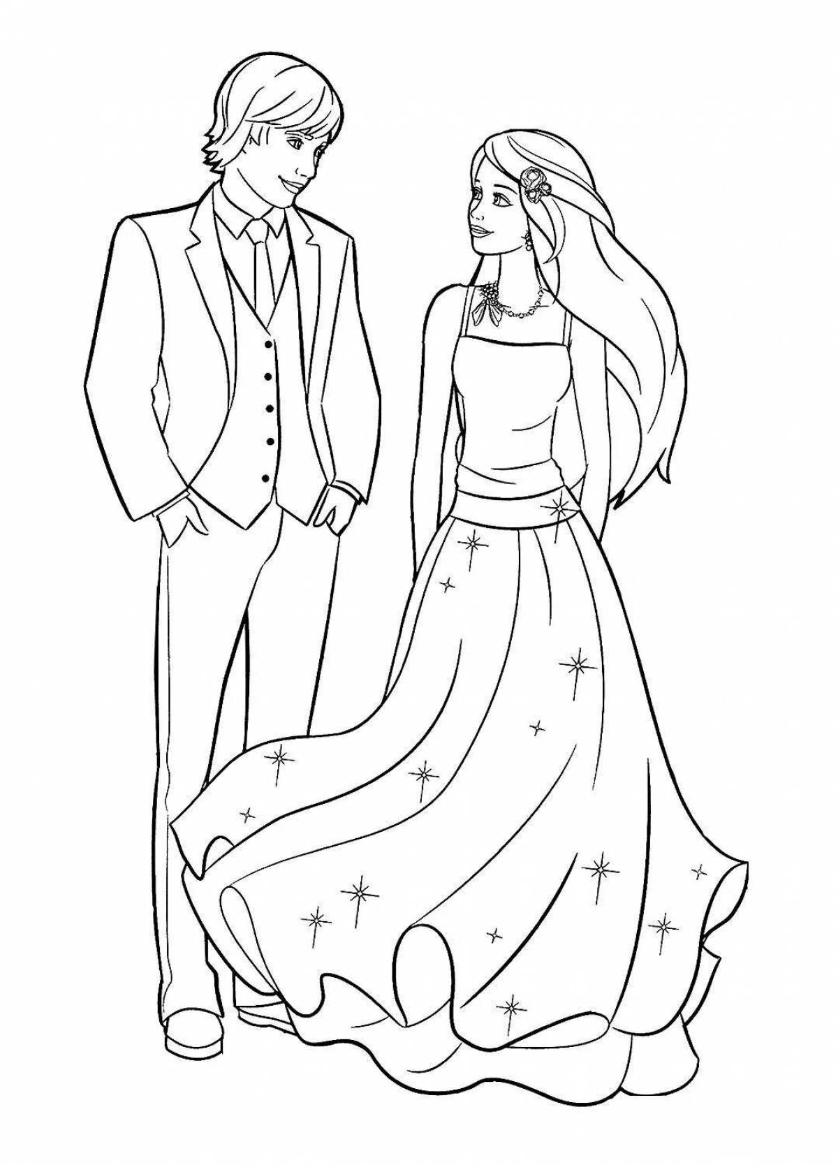 Glowing wife and husband coloring page
