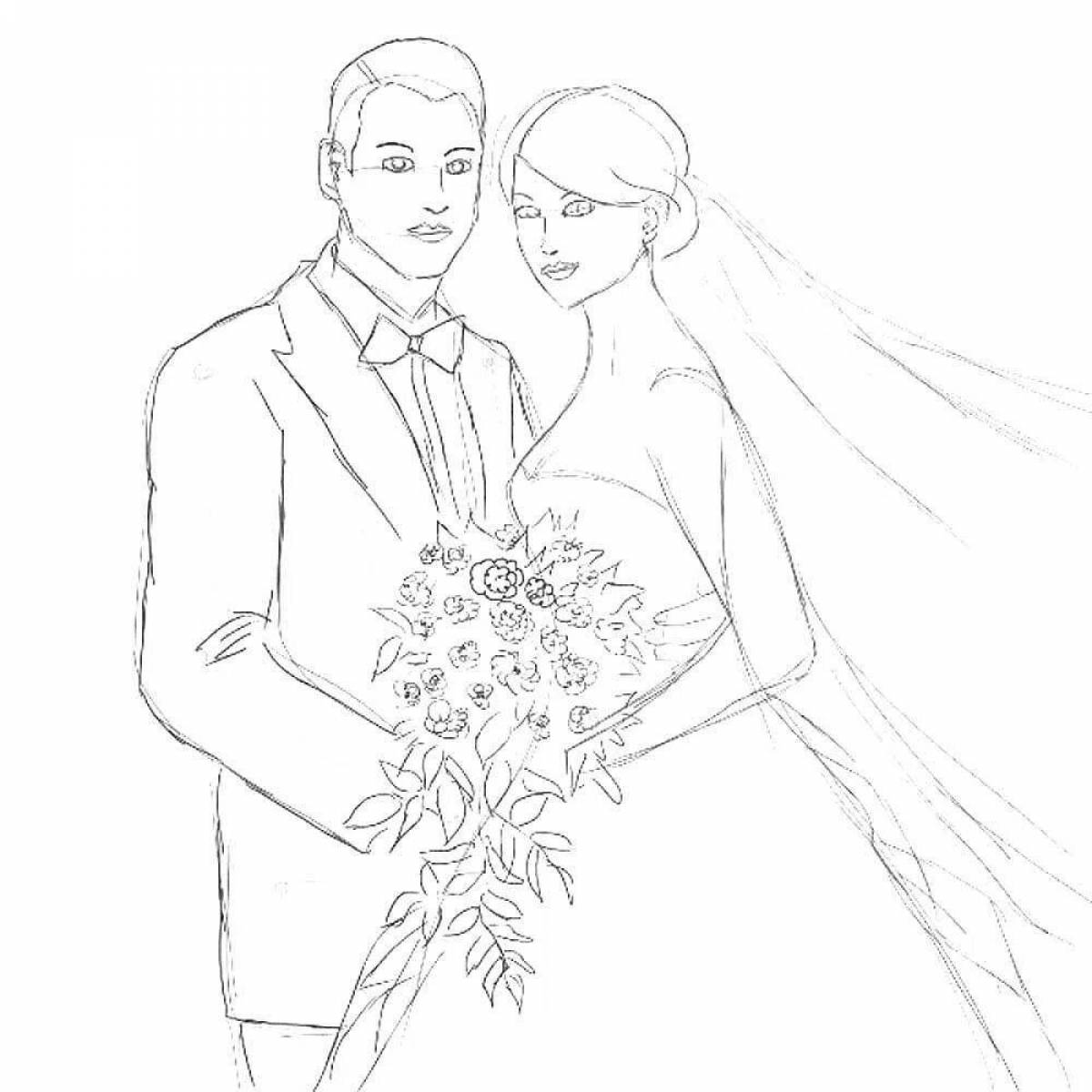 Coloring page charming wife and husband