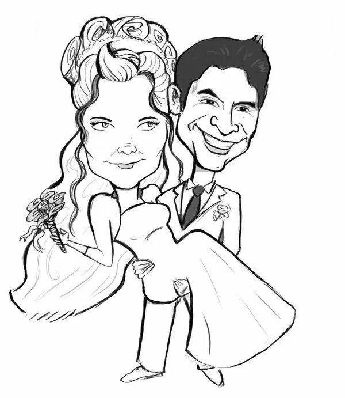 Coloring page admiring wife and husband