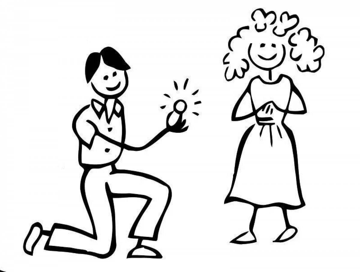 Coloring page calm wife and husband