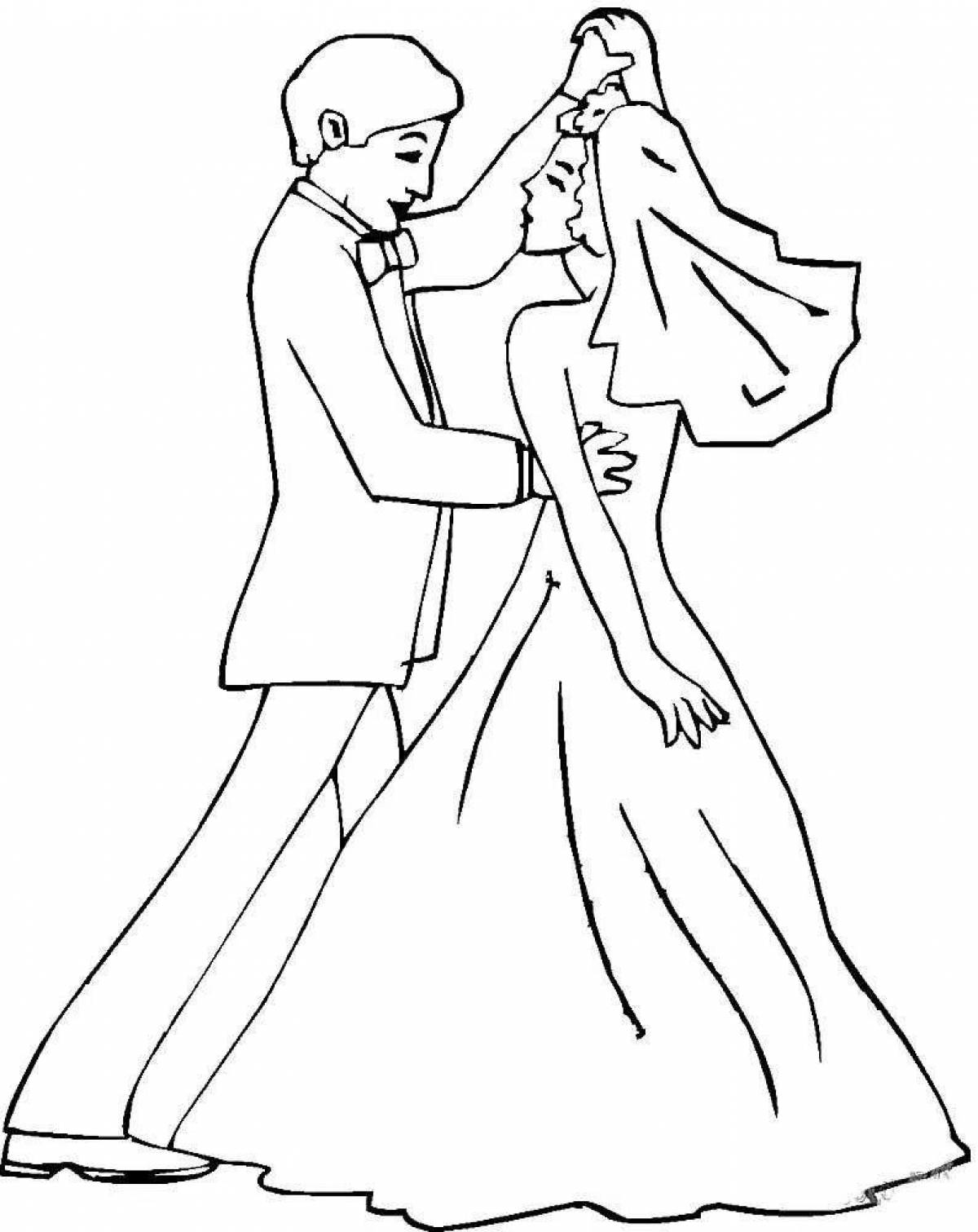 Cheerful wife and husband coloring book