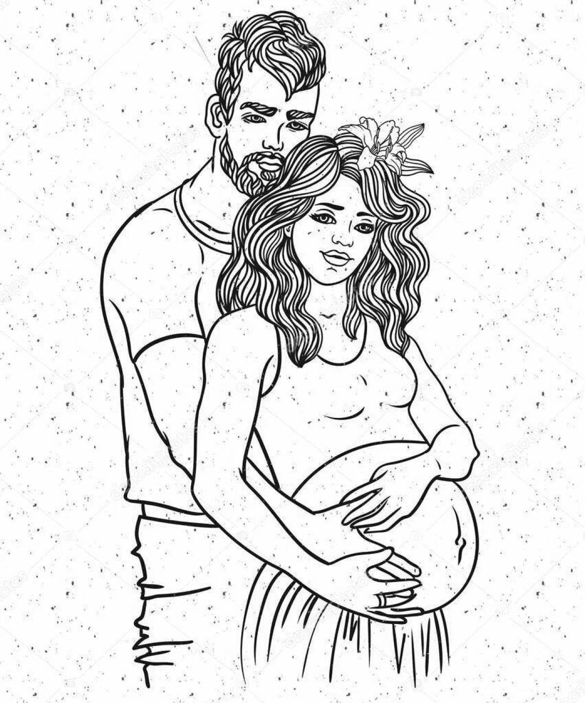 Coloring page friendly wife and husband