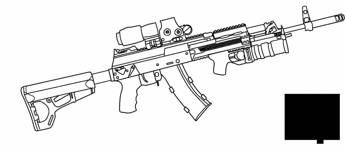 Colorful ak 47 automatic coloring page