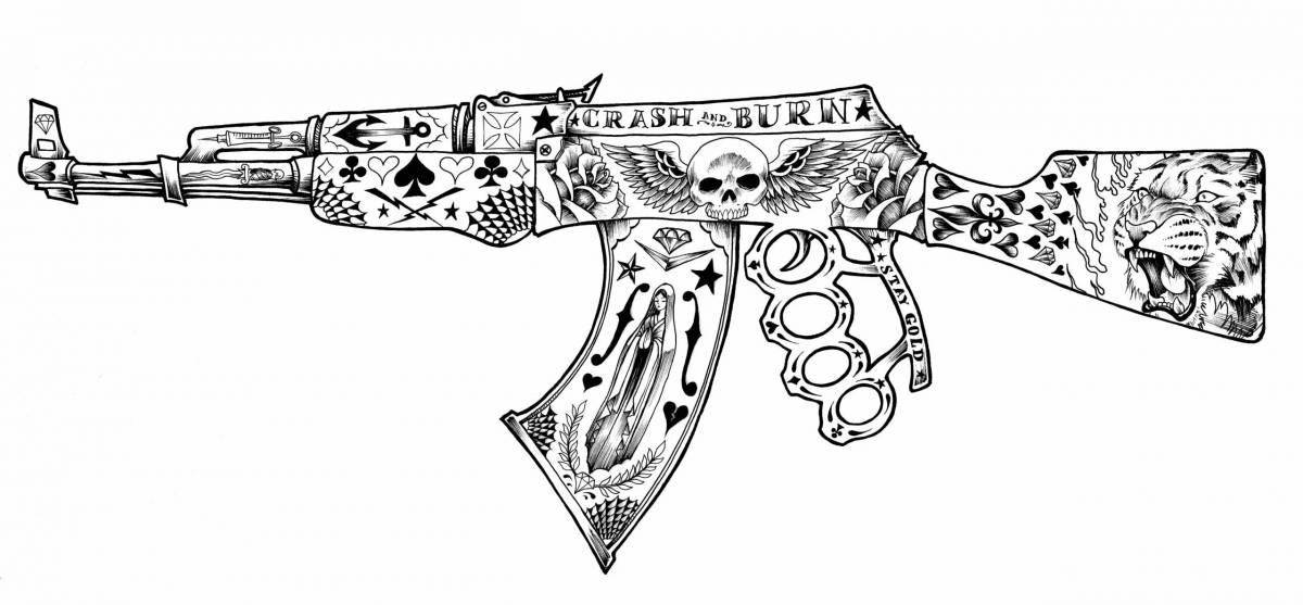 Intricate automatic coloring ak 47