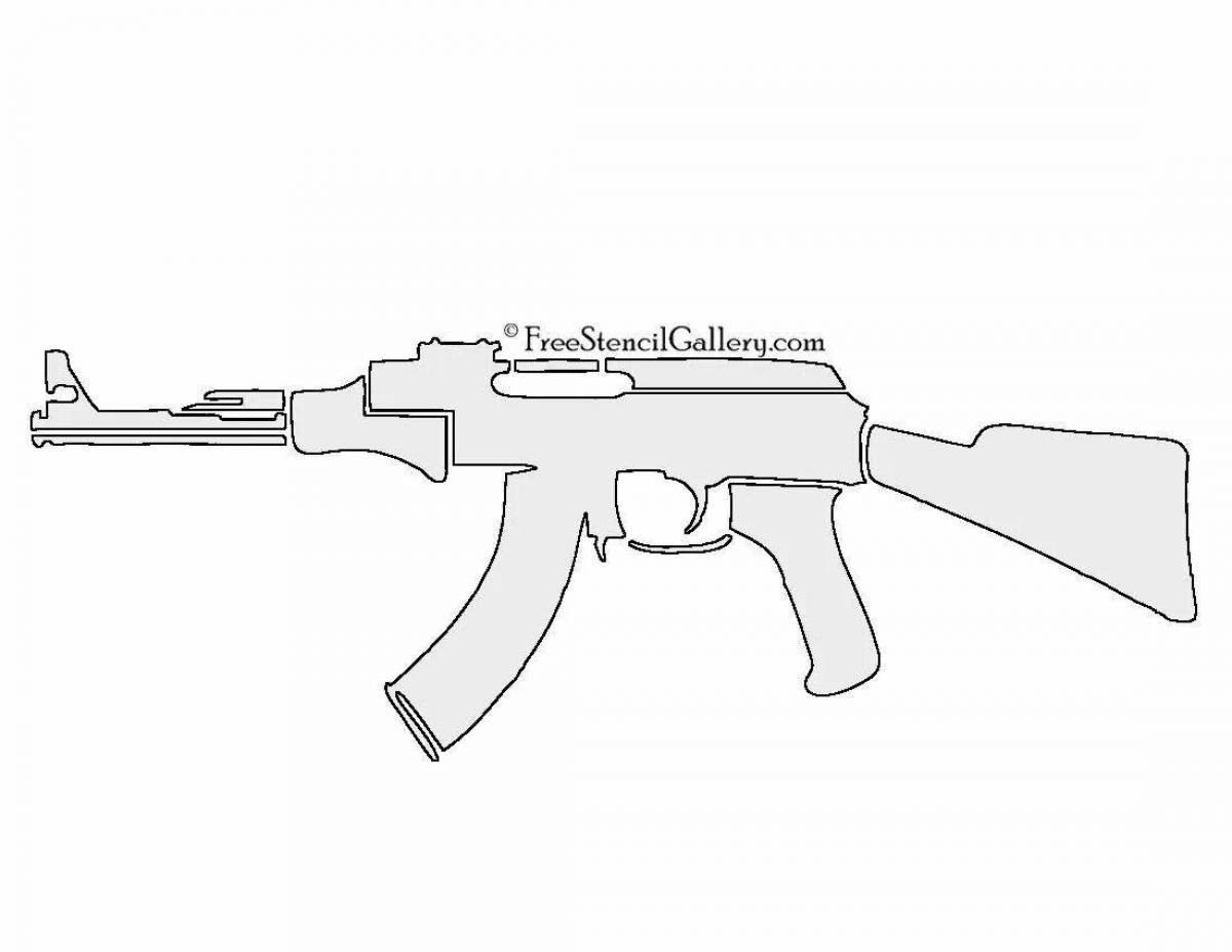 Powerful ak 47 machine gun coloring