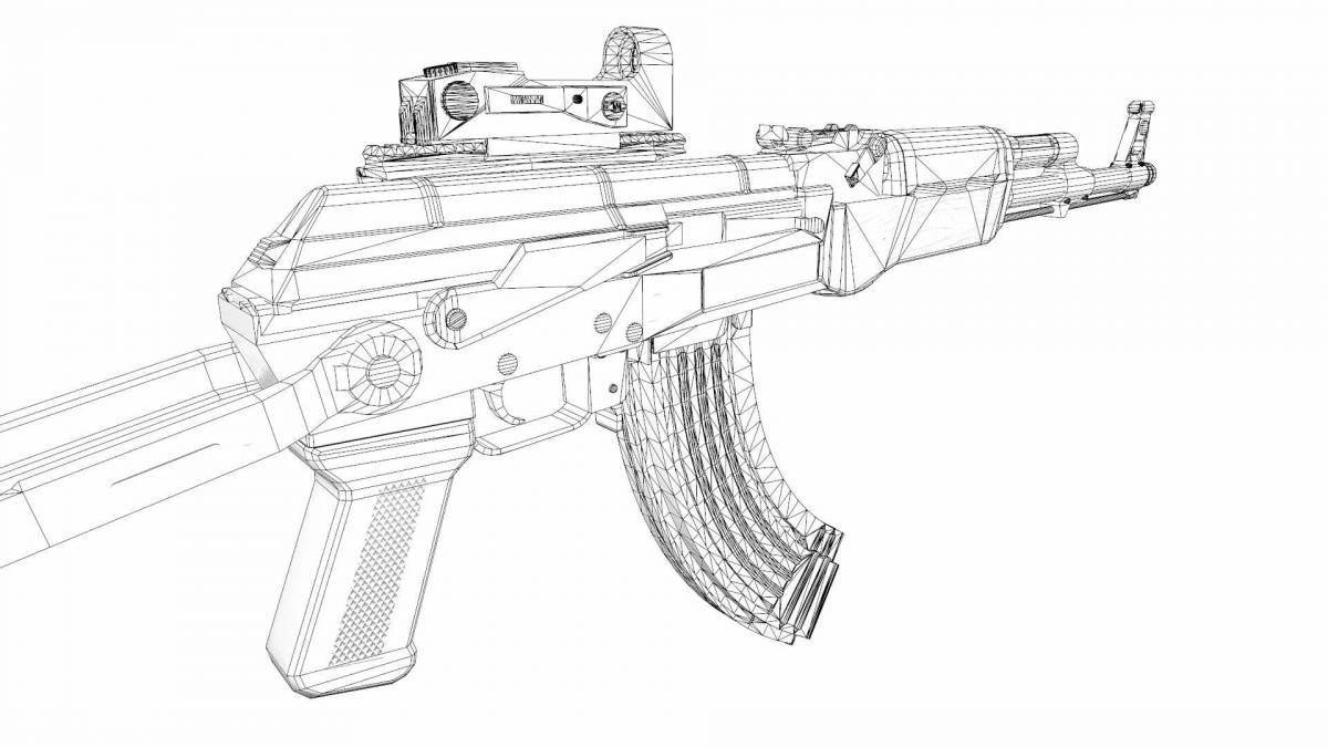 Dramatic machine ak 47 coloring book