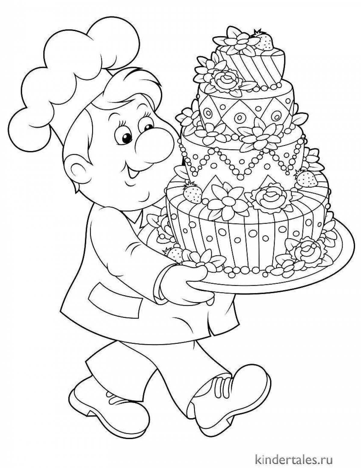 Colorful confectioner coloring page for kids