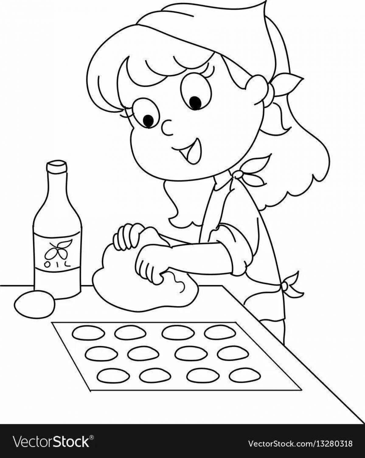 Playful confectioner coloring page for kids