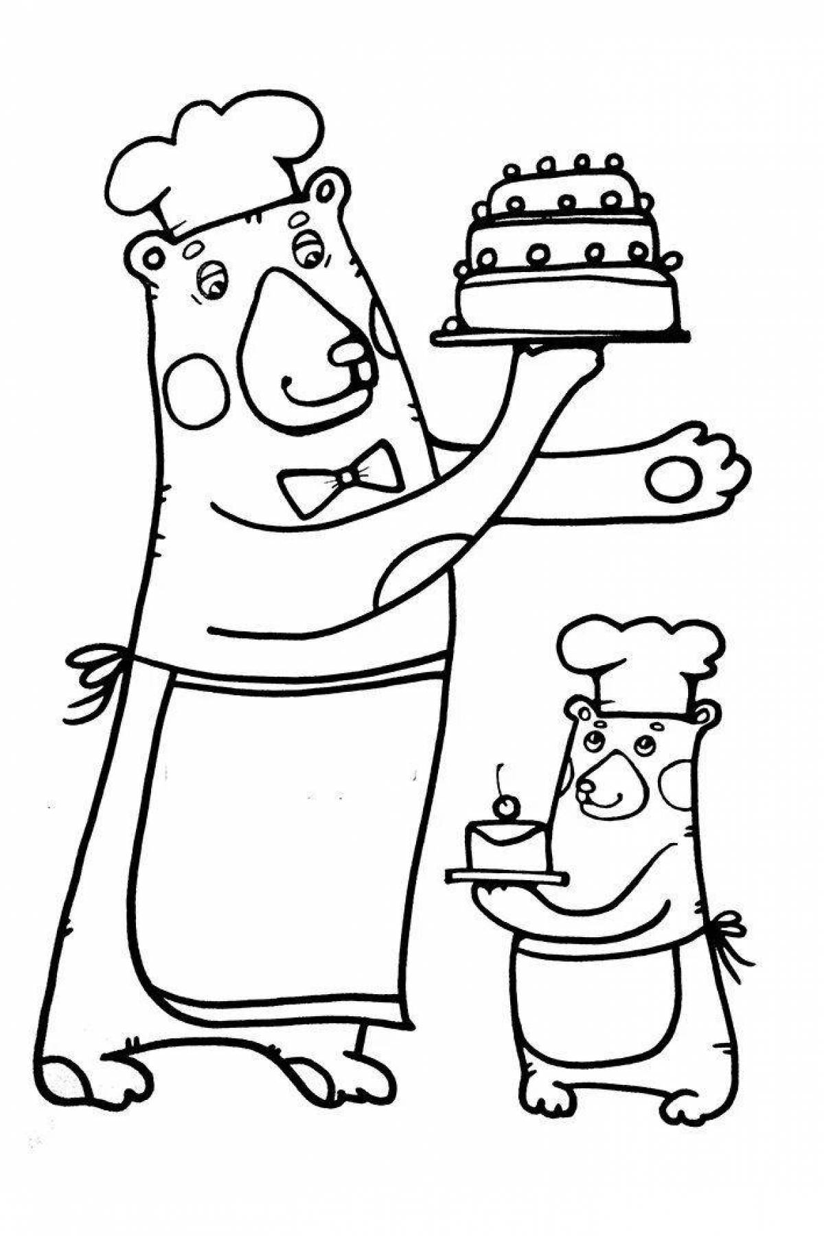 Fun pastry chef coloring book for kids