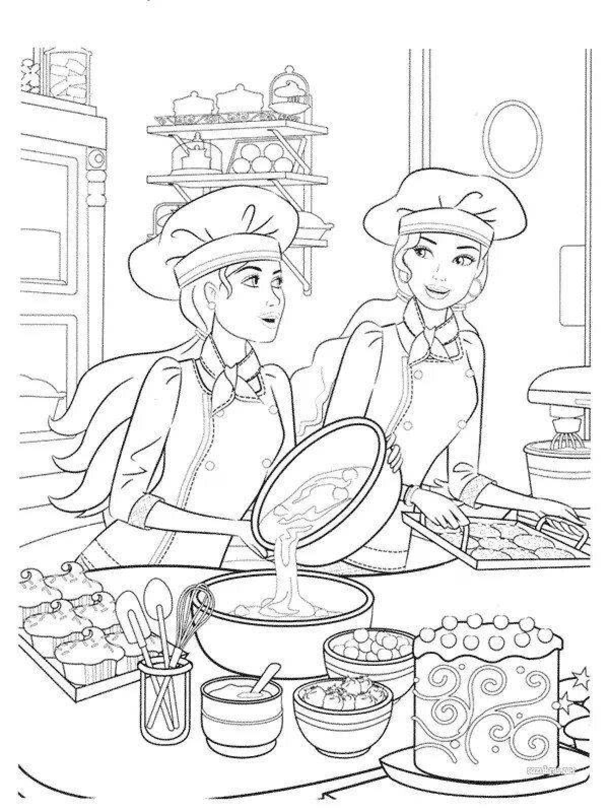 Witty confectioner coloring page for kids