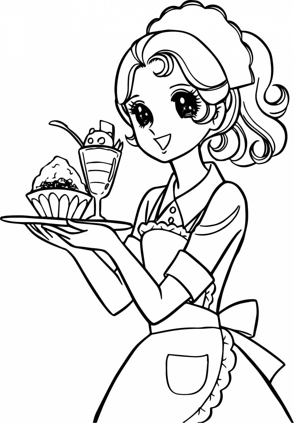 Exciting pastry chef coloring book for kids