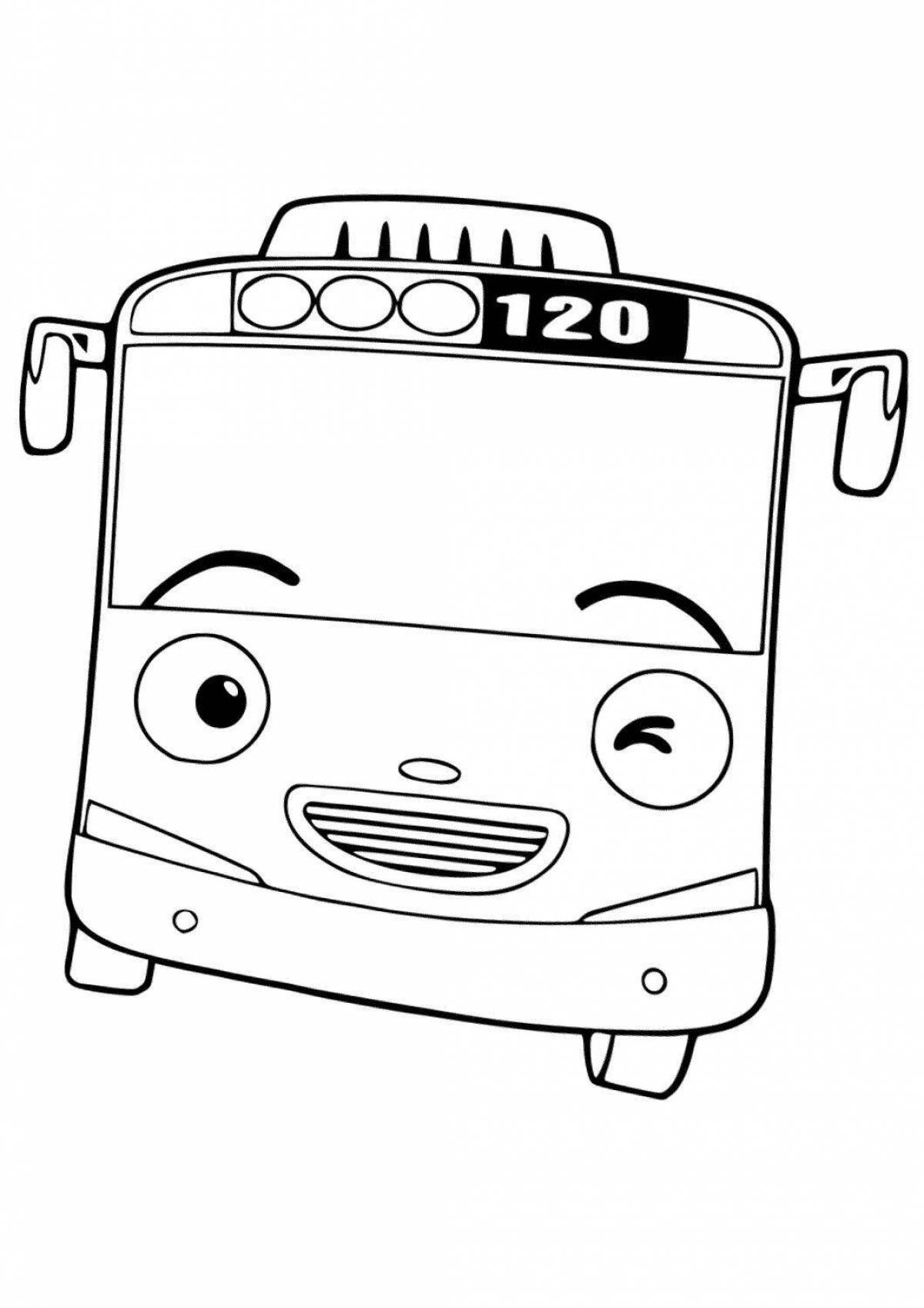 Colorful small bus tayo coloring page