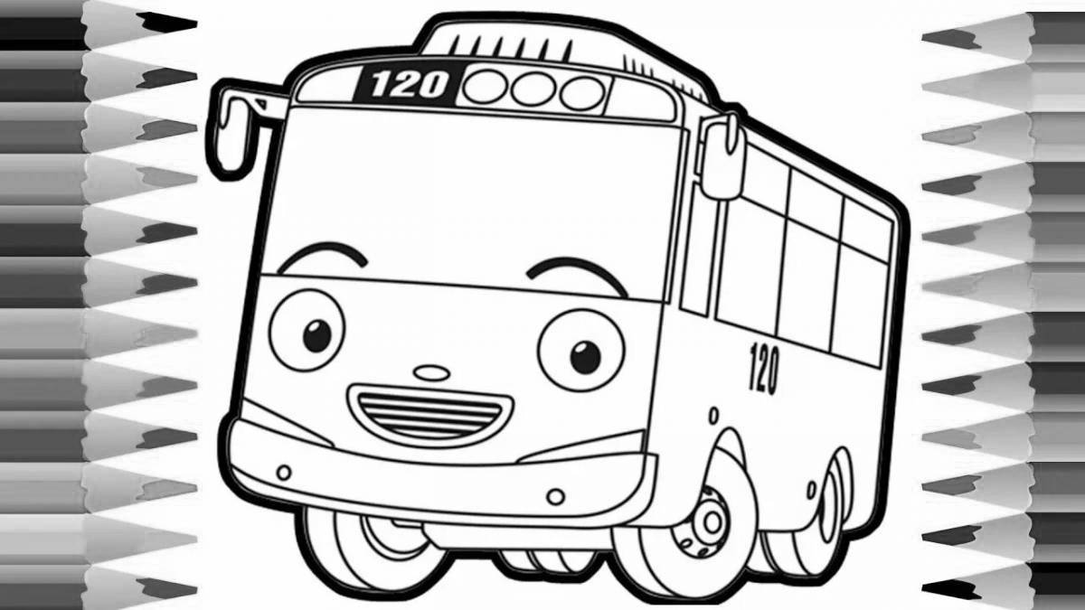 Радостный маленький автобус tayo coloring page