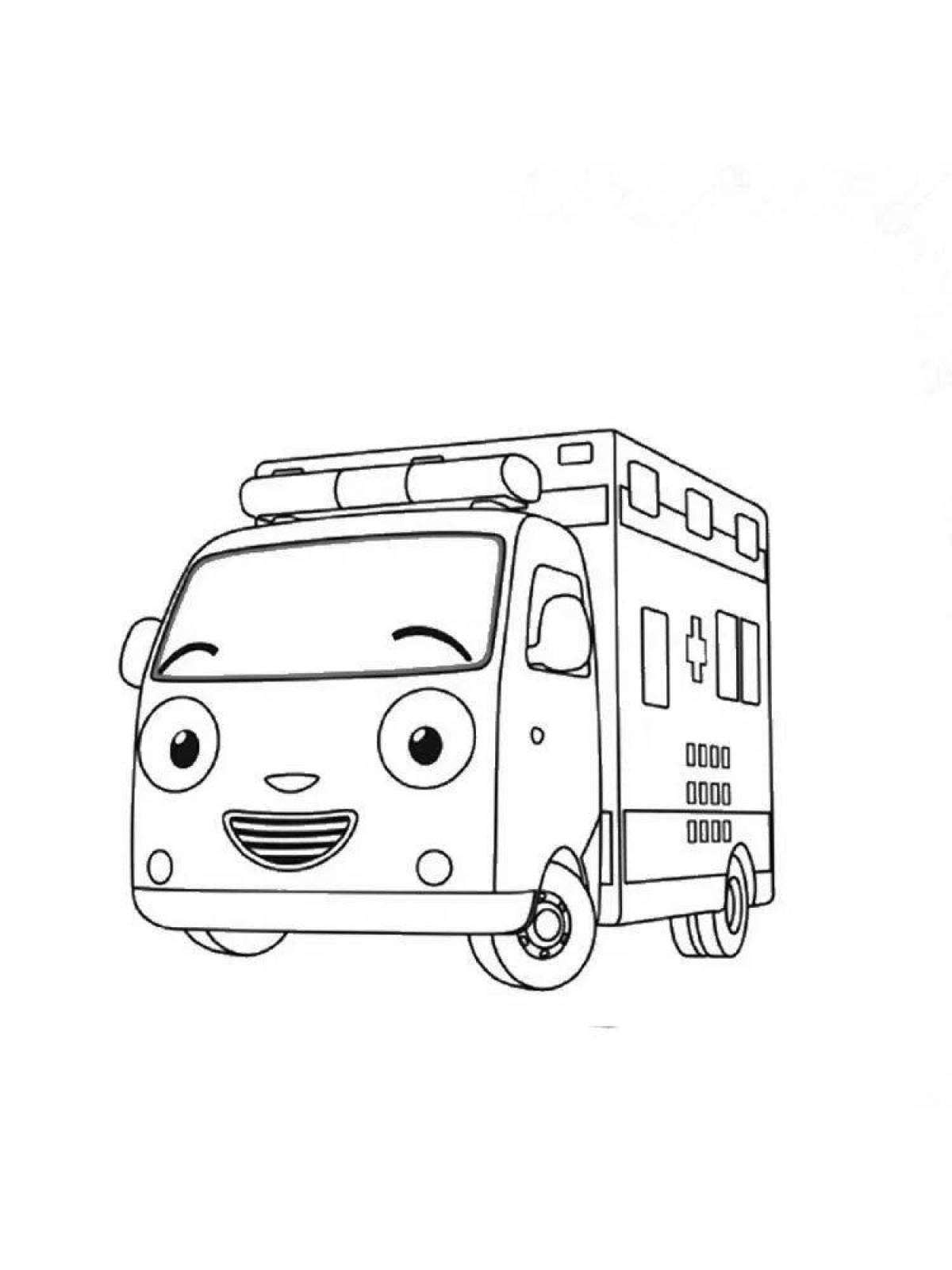 Яркий маленький автобус tayo coloring page